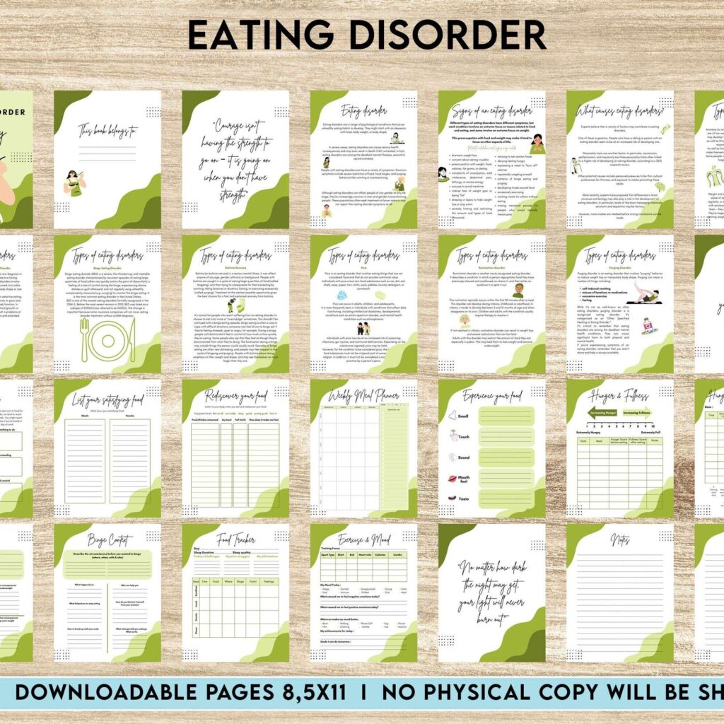 Eating disorder, Anorexia, Bulimia, Canva Editable Templates 8,5×11 inch, KDP interior