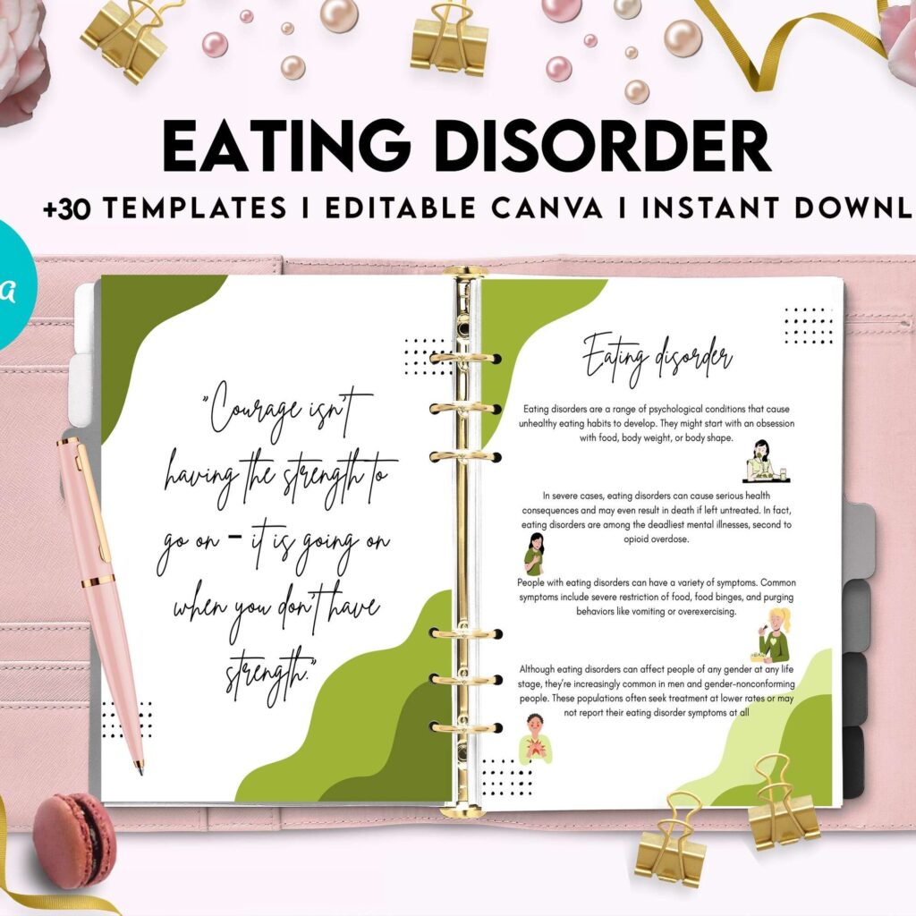 Eating disorder, Anorexia, Bulimia, Canva Editable Templates 8,5×11 inch, KDP interior