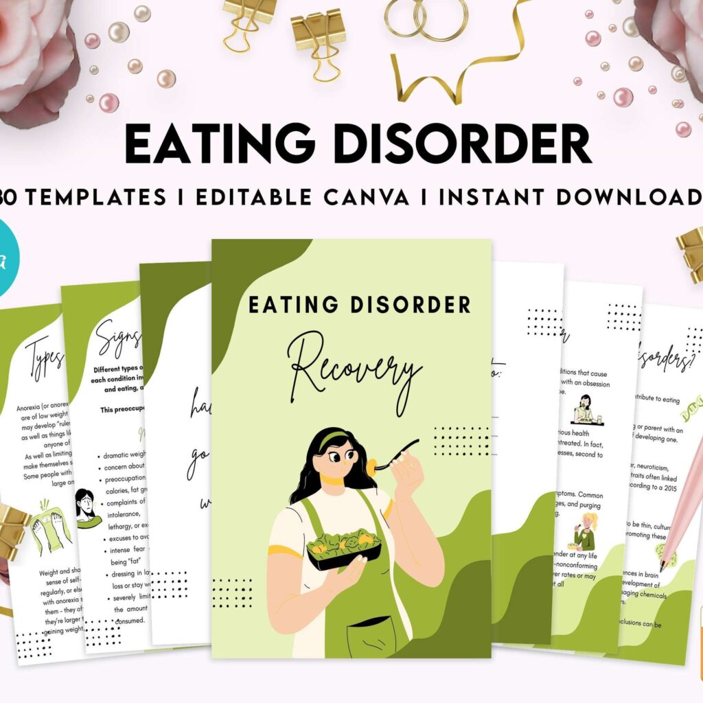Eating disorder, Anorexia, Bulimia, Canva Editable Templates 8,5×11 inch, KDP interior