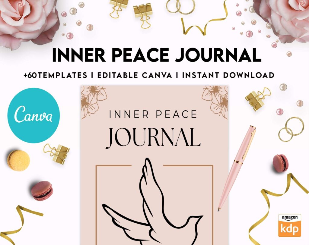 Inner Peace Journal, Calming journal, Happiness journal, Spiritual journal, Canva Editable Templates 8,5×11 inch, KDP interior