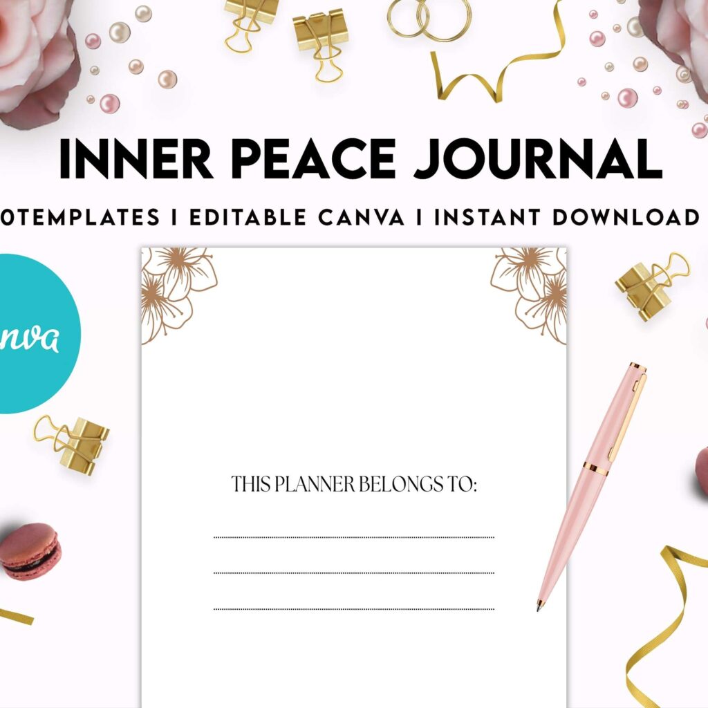 Inner Peace Journal, Calming journal, Happiness journal, Spiritual journal, Canva Editable Templates 8,5×11 inch, KDP interior