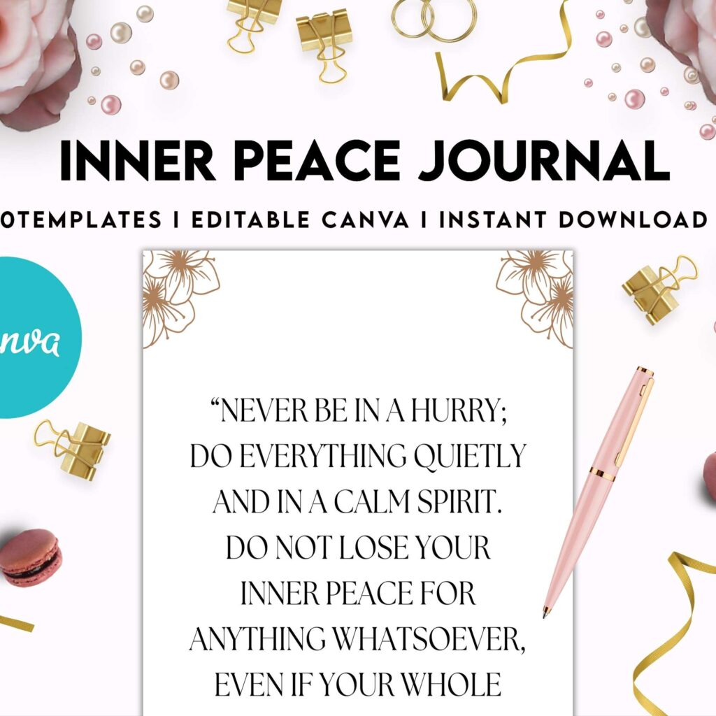 Inner Peace Journal, Calming journal, Happiness journal, Spiritual journal, Canva Editable Templates 8,5×11 inch, KDP interior