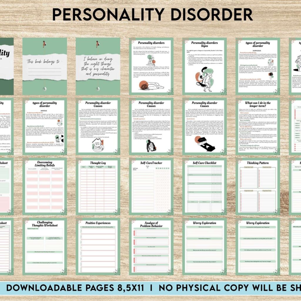 Personality disorder, bipolar, borderline, Canva Editable Templates 8,5×11 inch, KDP interior