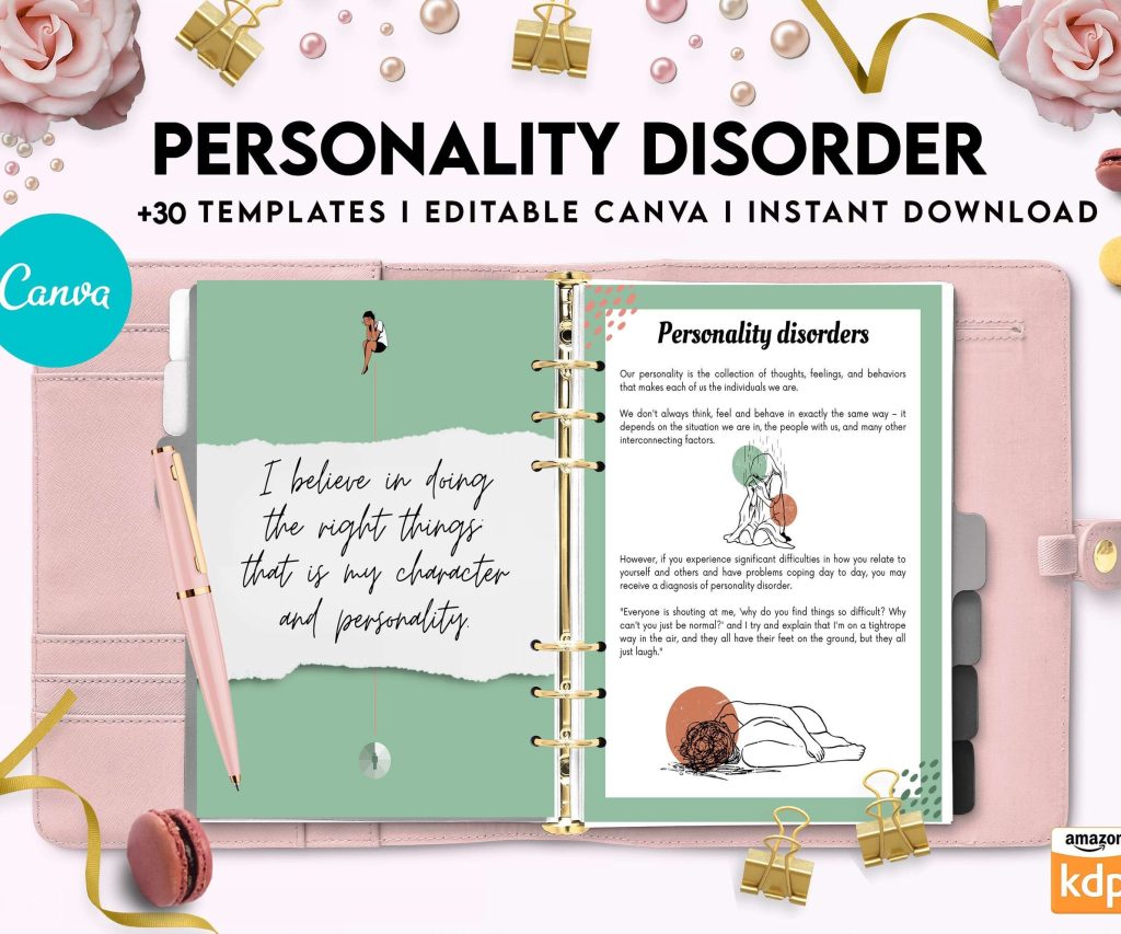 Personality disorder, bipolar, borderline, Canva Editable Templates 8,5×11 inch, KDP interior