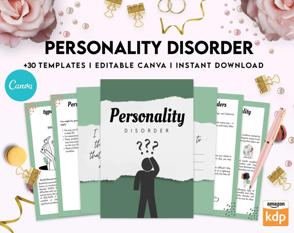 Personality disorder, bipolar, borderline, Canva Editable Templates 8,5×11 inch, KDP interior