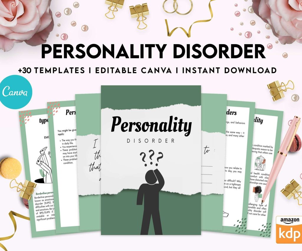 Personality disorder, bipolar, borderline, Canva Editable Templates 8,5×11 inch, KDP interior
