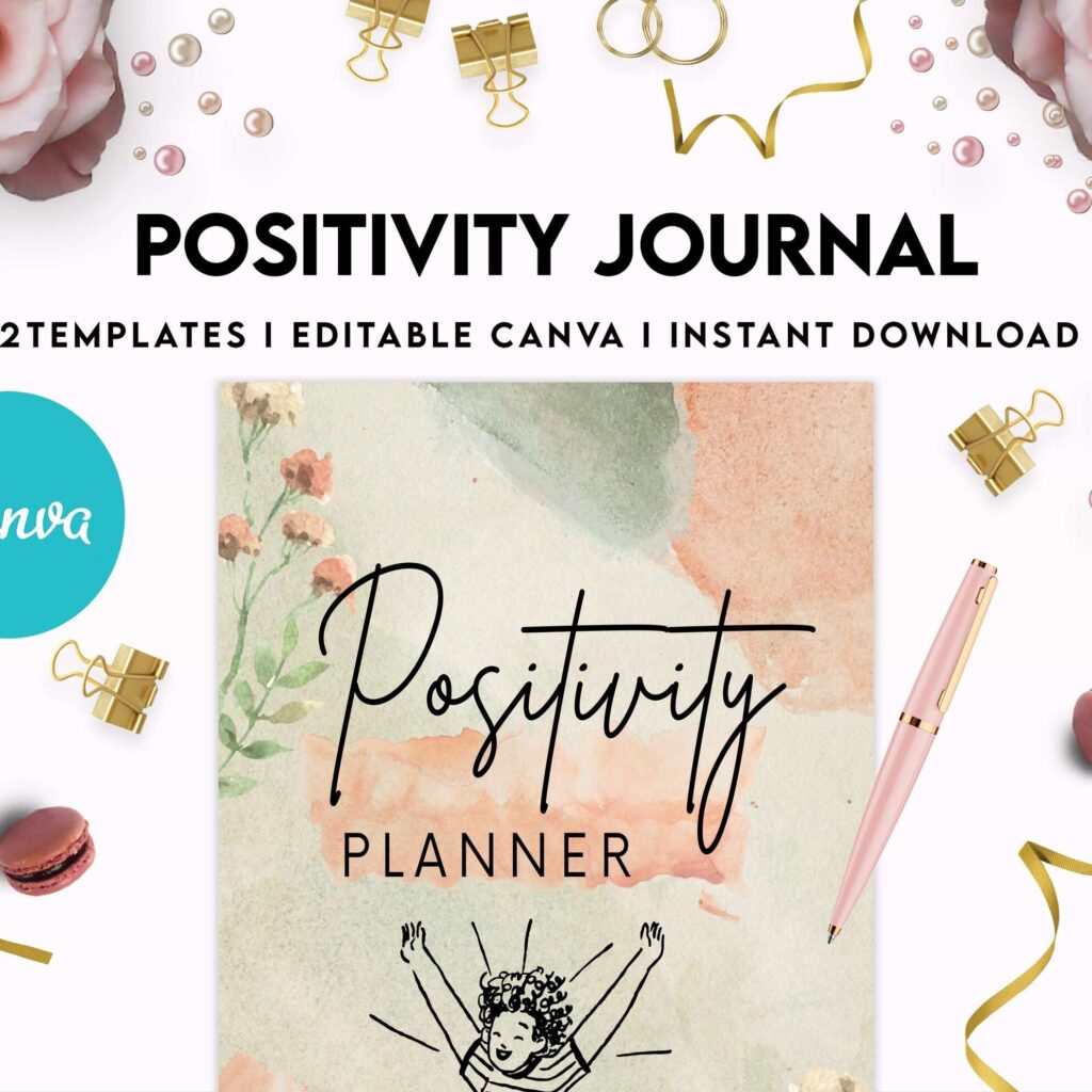 Positivity journal, positive mindset, happiness journal, Canva Editable Templates 8,5×11 inch, KDP interior