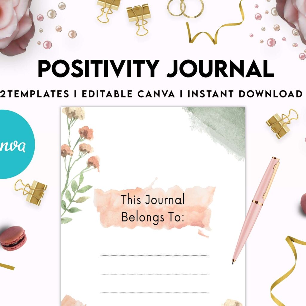 Positivity journal, positive mindset, happiness journal, Canva Editable Templates 8,5×11 inch, KDP interior