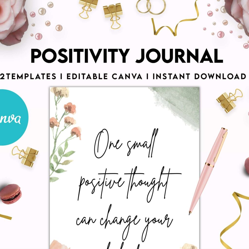Positivity journal, positive mindset, happiness journal, Canva Editable Templates 8,5×11 inch, KDP interior