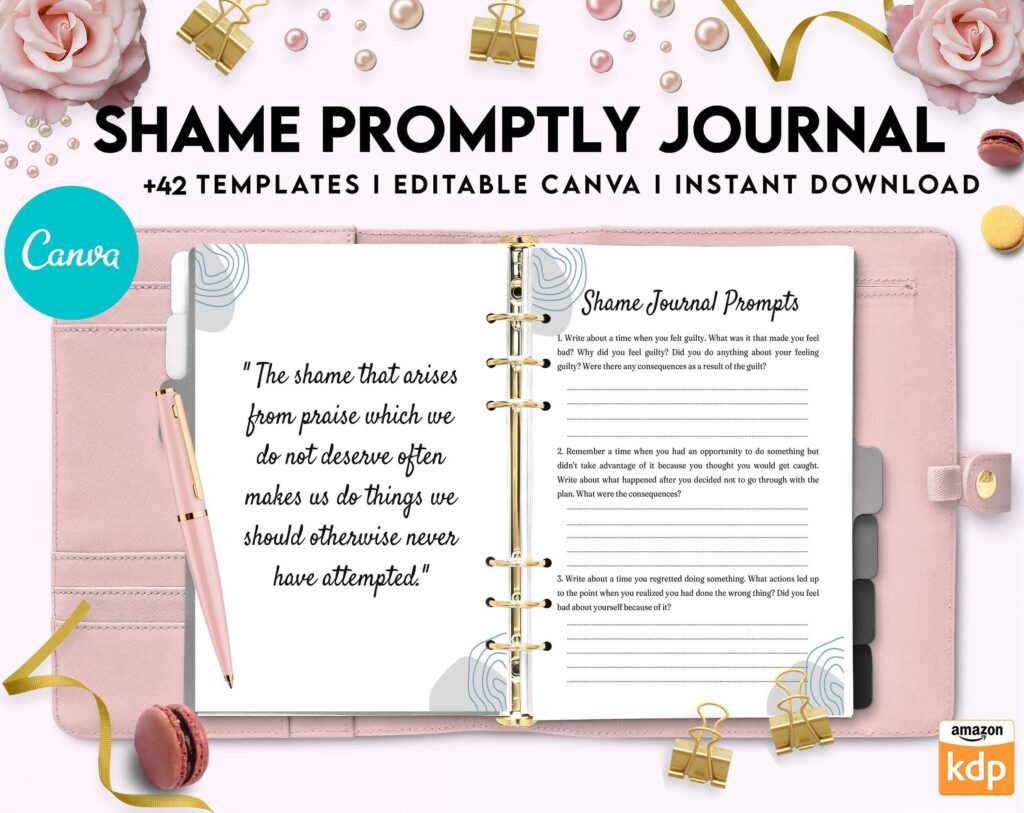 Shame, Guilt, Embarrassment Distinct Emotions, Self-Esteem, Canva Editable Templates 8,5×11 inch, KDP interior