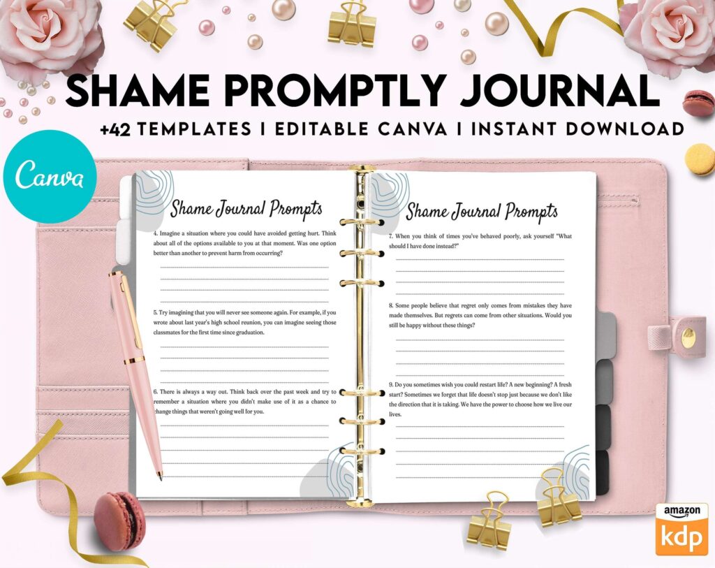 Shame, Guilt, Embarrassment Distinct Emotions, Self-Esteem, Canva Editable Templates 8,5×11 inch, KDP interior