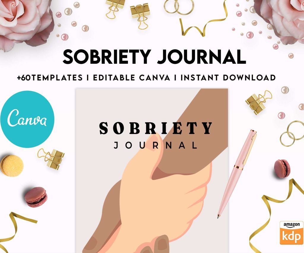 Sobriety, Addiction recovery Journal, calmness, Canva Editable Templates 8,5×11 inch, KDP interior