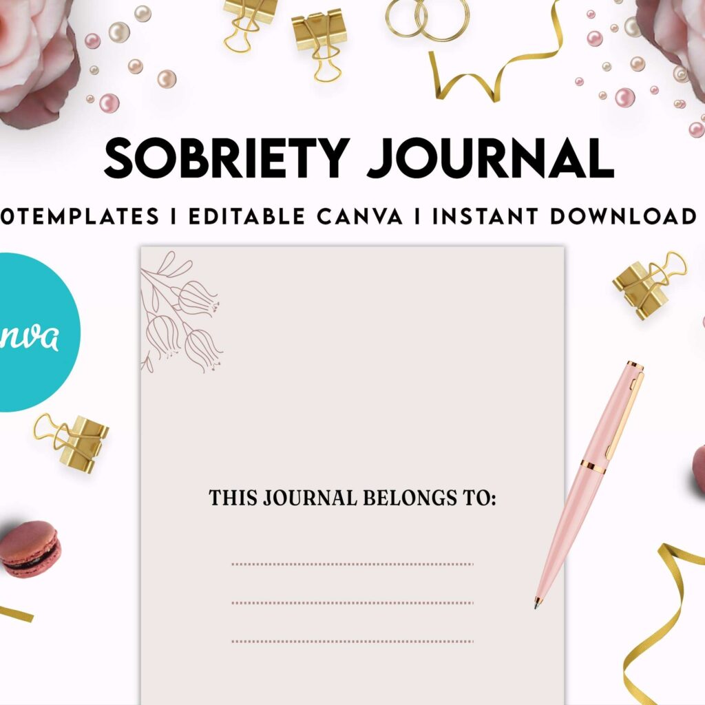 Sobriety, Addiction recovery Journal, calmness, Canva Editable Templates 8,5×11 inch, KDP interior