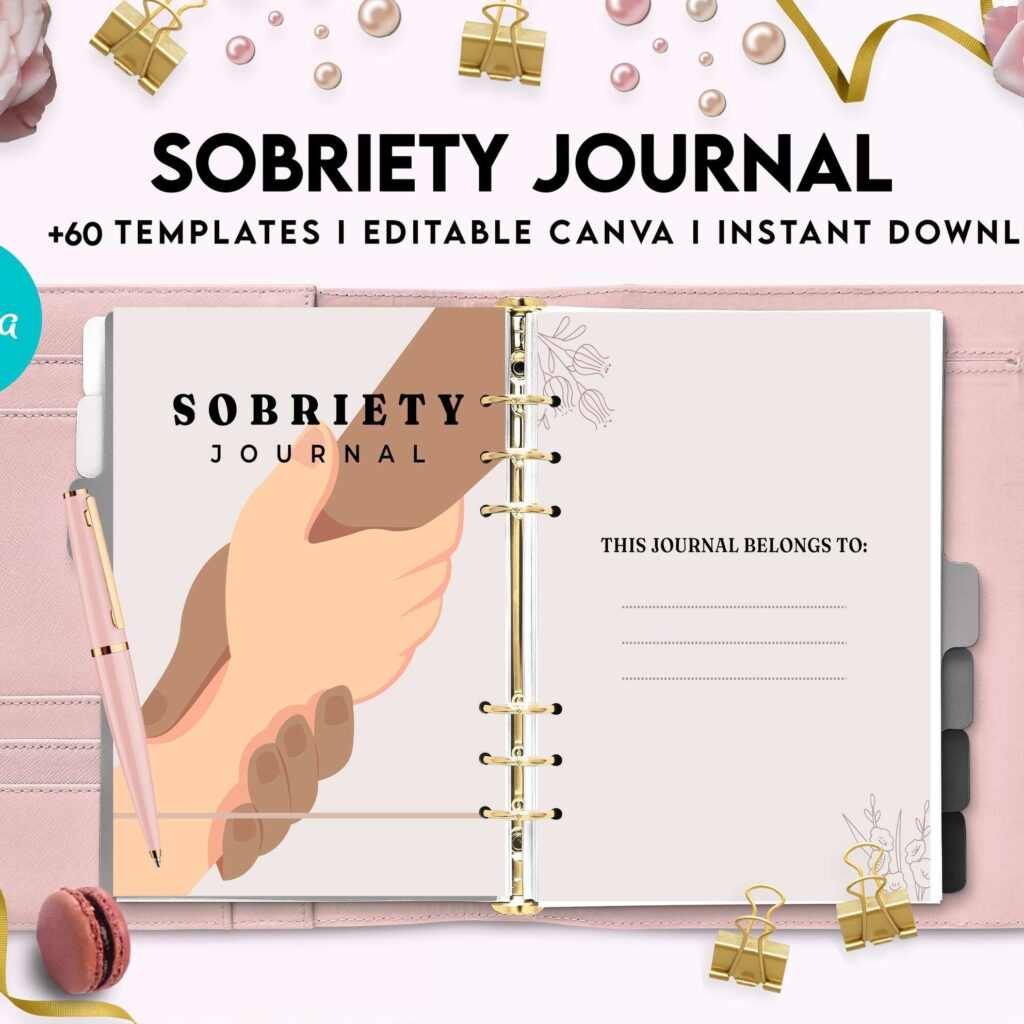 Sobriety, Addiction recovery Journal, calmness, Canva Editable Templates 8,5×11 inch, KDP interior