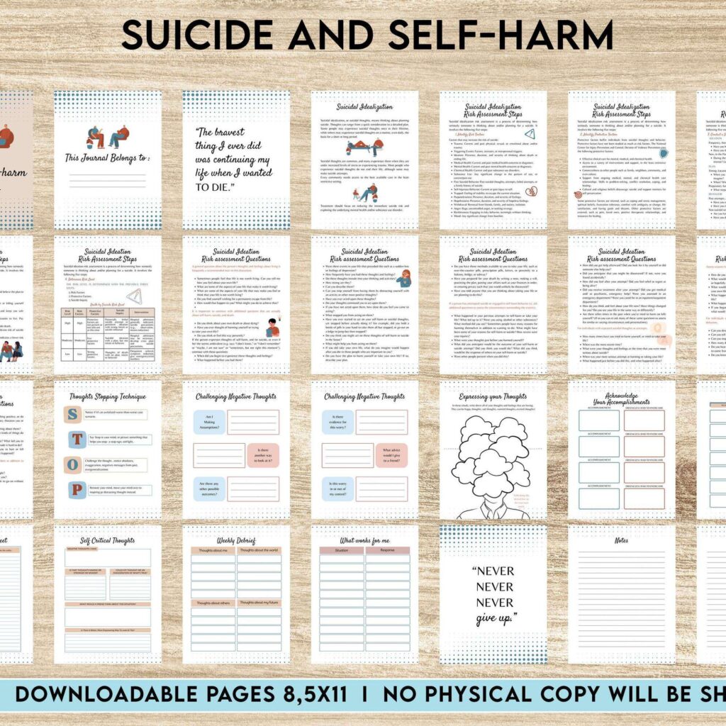 Suicide and self-harm journal, suicide awareness,suicide prevention, Canva Editable Templates 8,5×11 inch, KDP interior