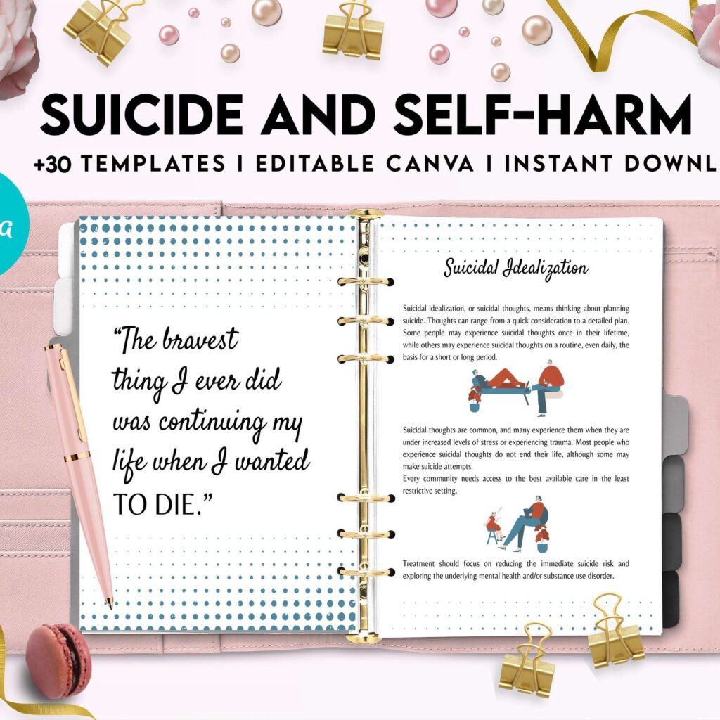 Suicide and self-harm journal, suicide awareness,suicide prevention, Canva Editable Templates 8,5×11 inch, KDP interior