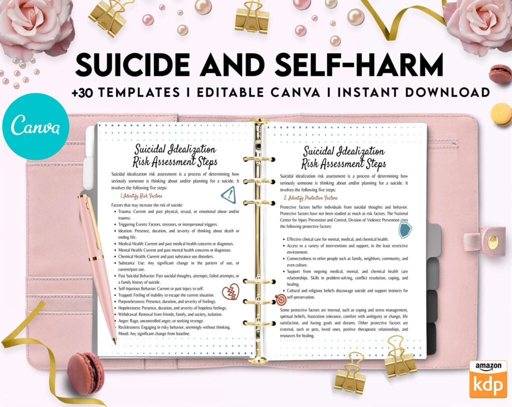 Suicide and self-harm journal, suicide awareness,suicide prevention, Canva Editable Templates 8,5×11 inch, KDP interior