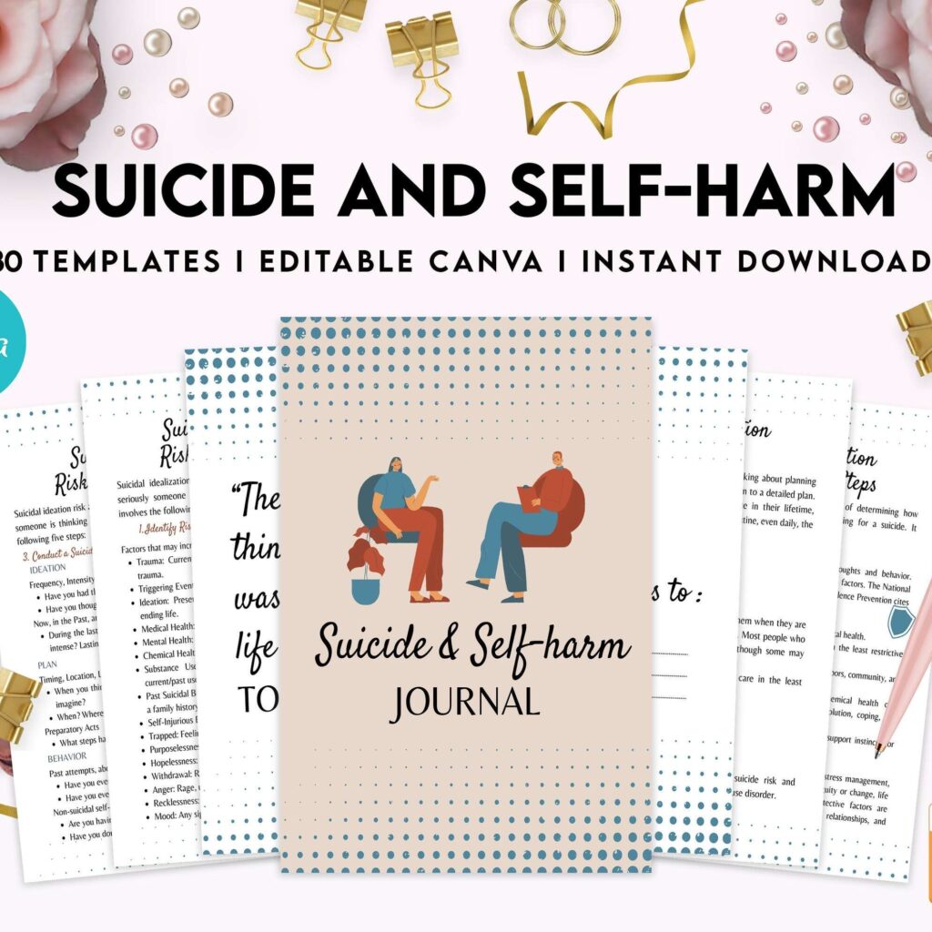 Suicide and self-harm journal, suicide awareness,suicide prevention, Canva Editable Templates 8,5×11 inch, KDP interior