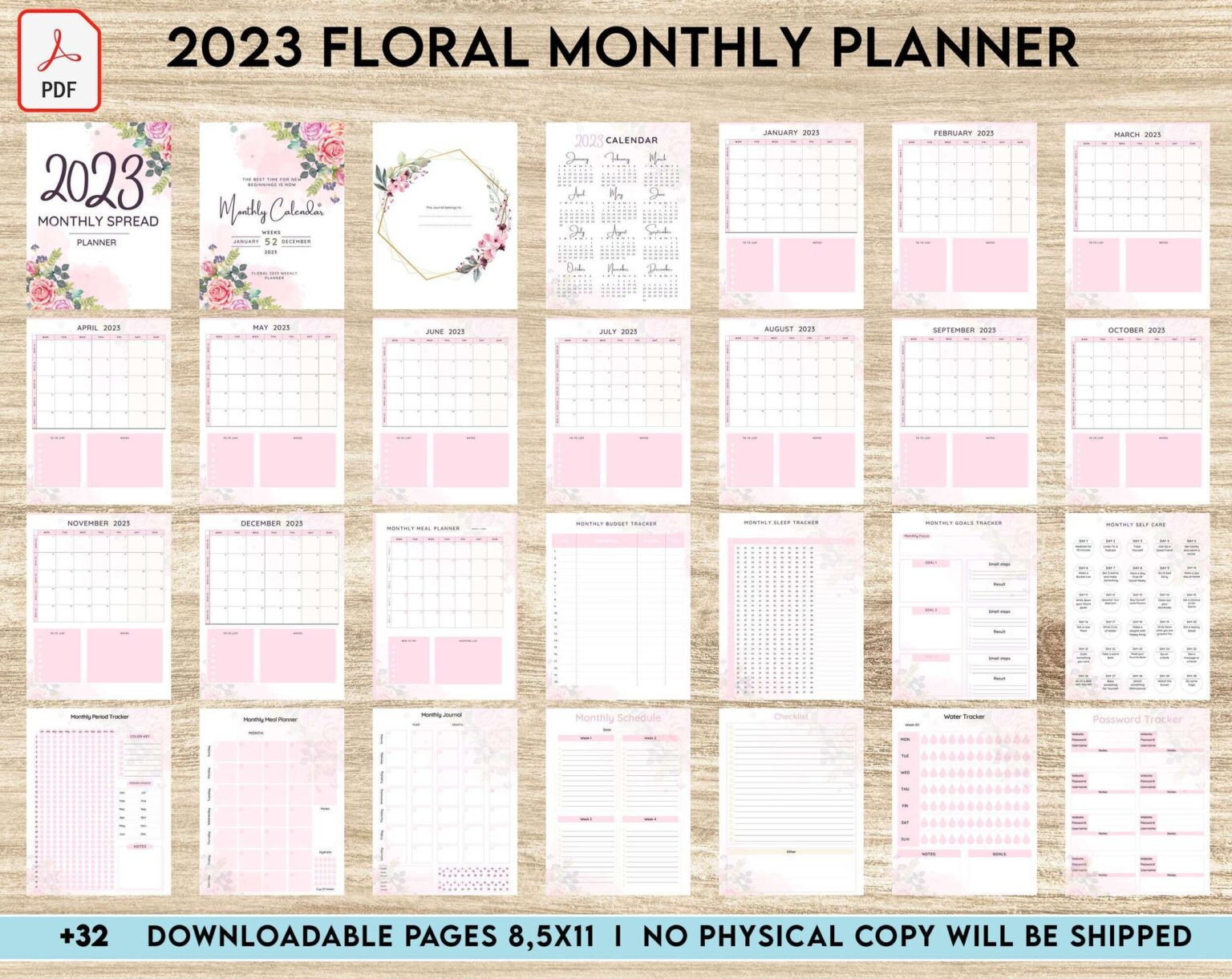 Monthly Planner PDF 2023: Get Organized with Beautiful Floral Designs