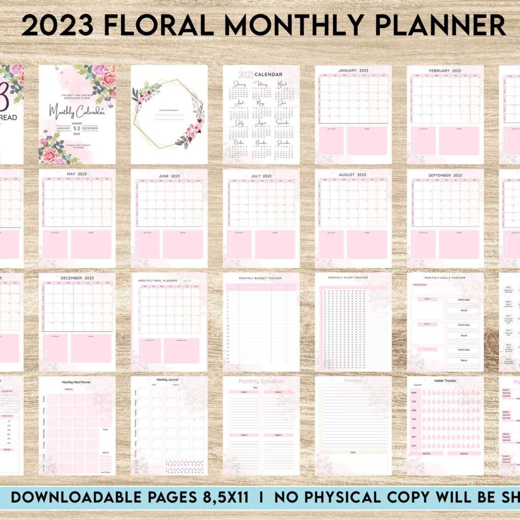 2023 Canva Monthly Planner, Dated 2023 planner Calendar Printable KDP interior PDF file 8,5×11 inch