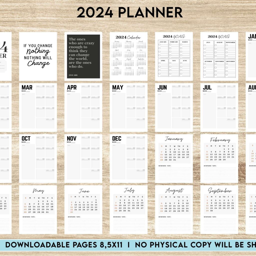 2024 Planner, Dated 2024 planner Calendar Printable KDP interior PDF file 8,5×11 inch