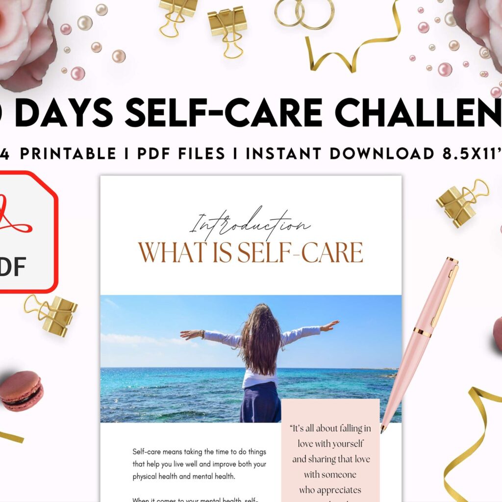 30 Day Self-care Challenge, Self care journal, self care planner, mindfulness, self love journal,wellness journal KDP interior PDF file 8,5×11 inch
