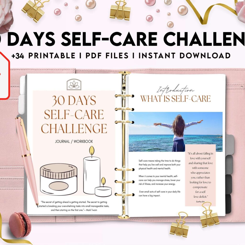 30 Day Self-care Challenge, Self care journal, self care planner, mindfulness, self love journal,wellness journal KDP interior PDF file 8,5×11 inch