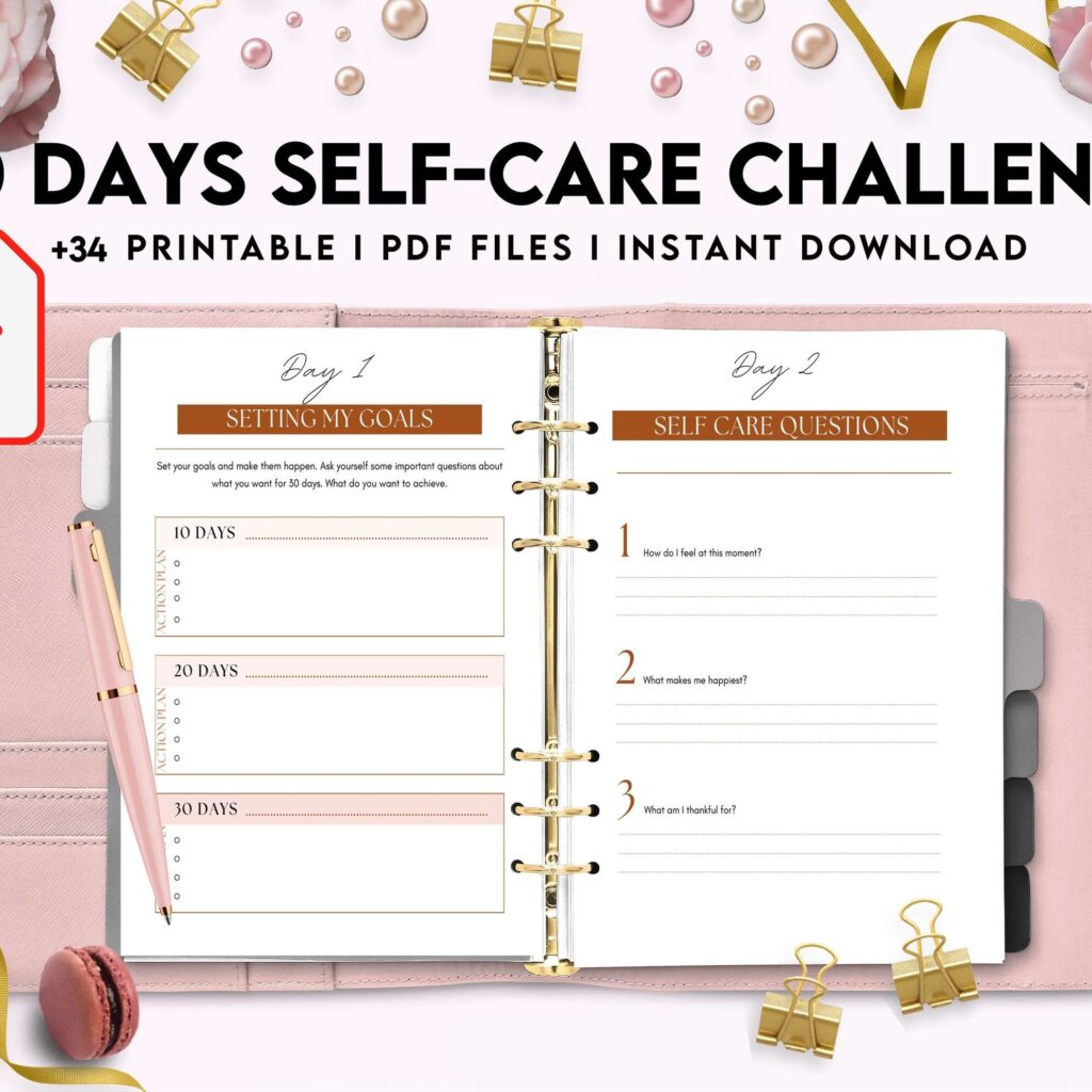 30 Day Self-care Challenge, Self care journal, self care planner, mindfulness, self love journal,wellness journal KDP interior PDF file 8,5×11 inch
