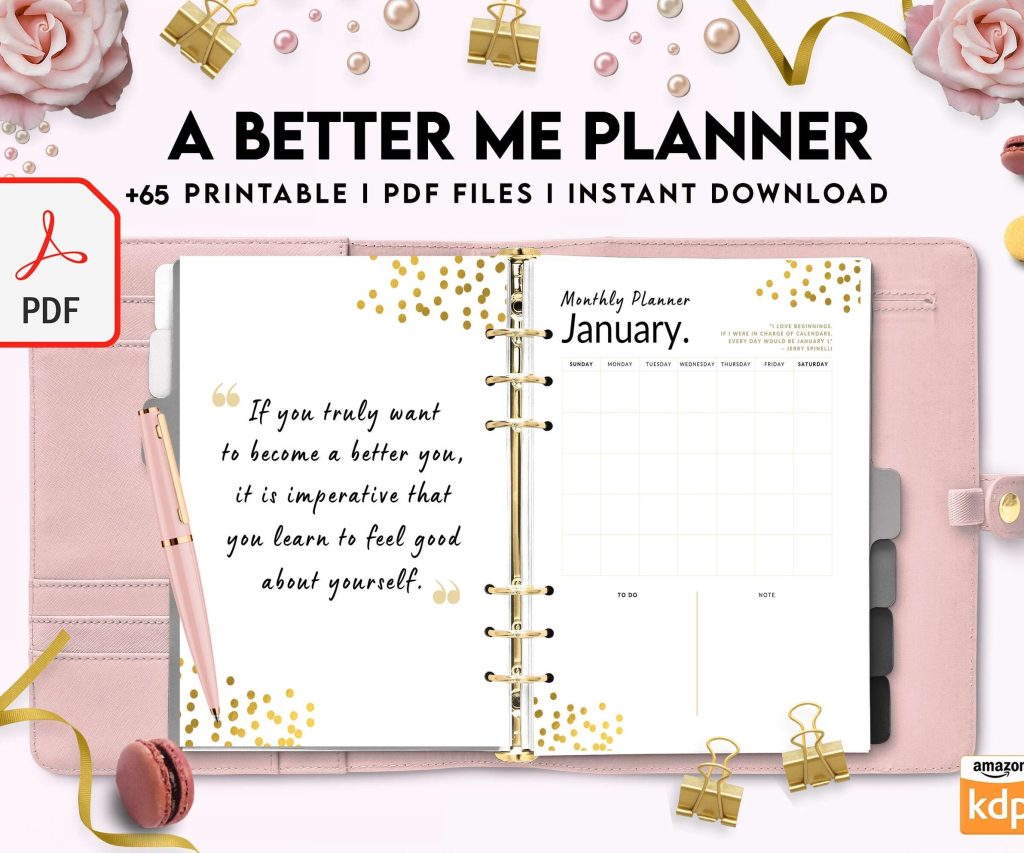 A Better Me Planner, Daily Monthly planner, Goal planner, KDP interior PDF file 8,5×11 inch