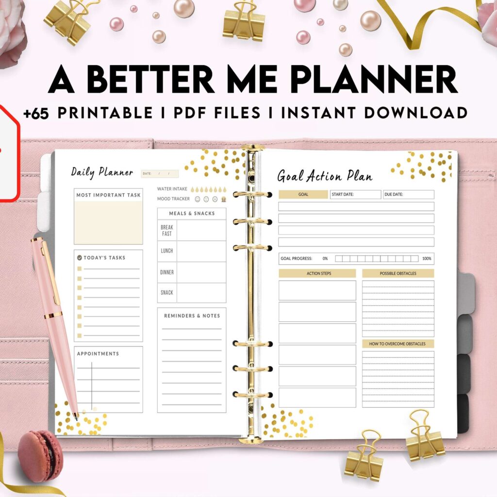 A Better Me Planner, Daily Monthly planner, Goal planner, KDP interior PDF file 8,5×11 inch