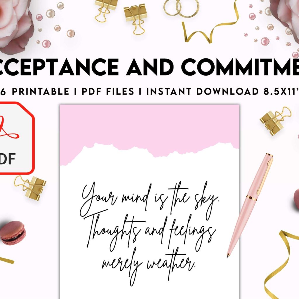 Acceptance and Commitment, therapy journal , self discovery, self esteem, KDP interior PDF file 8,5×11 inch