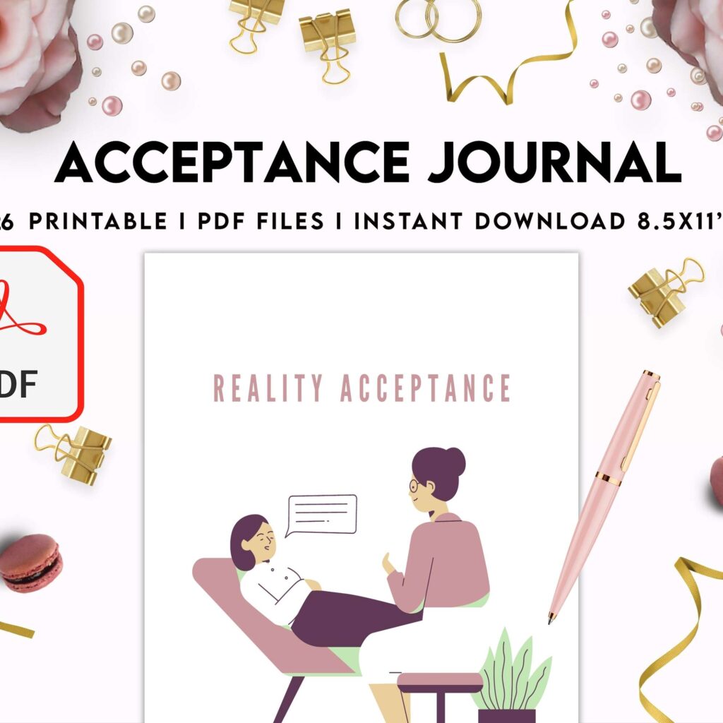 Acceptance Journal, therapy journal, Self care journal, self care planner, mindfulness, self love journal,wellness journal KDP interior PDF file 8,5×11 inch