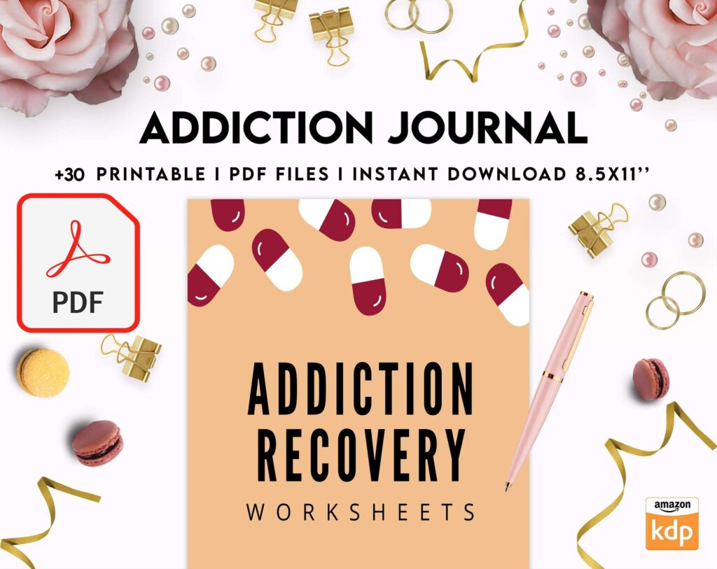 Addiction Journal, Addiction recovery therapy journal, Self care journal, self care planner, mindfulness, self love journal,wellness journal KDP interior PDF file 8,5×11 inch