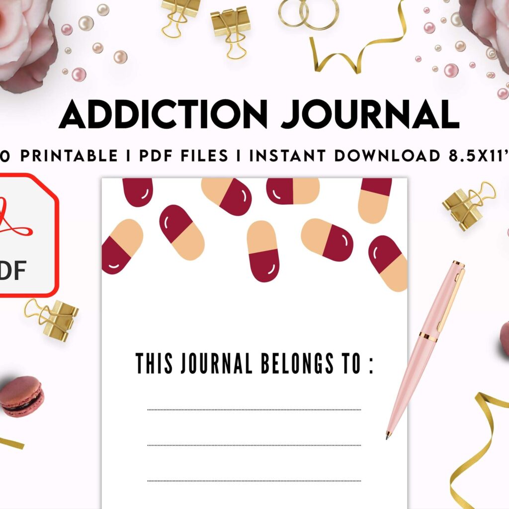 Addiction Journal, Addiction recovery therapy journal, Self care journal, self care planner, mindfulness, self love journal,wellness journal KDP interior PDF file 8,5×11 inch