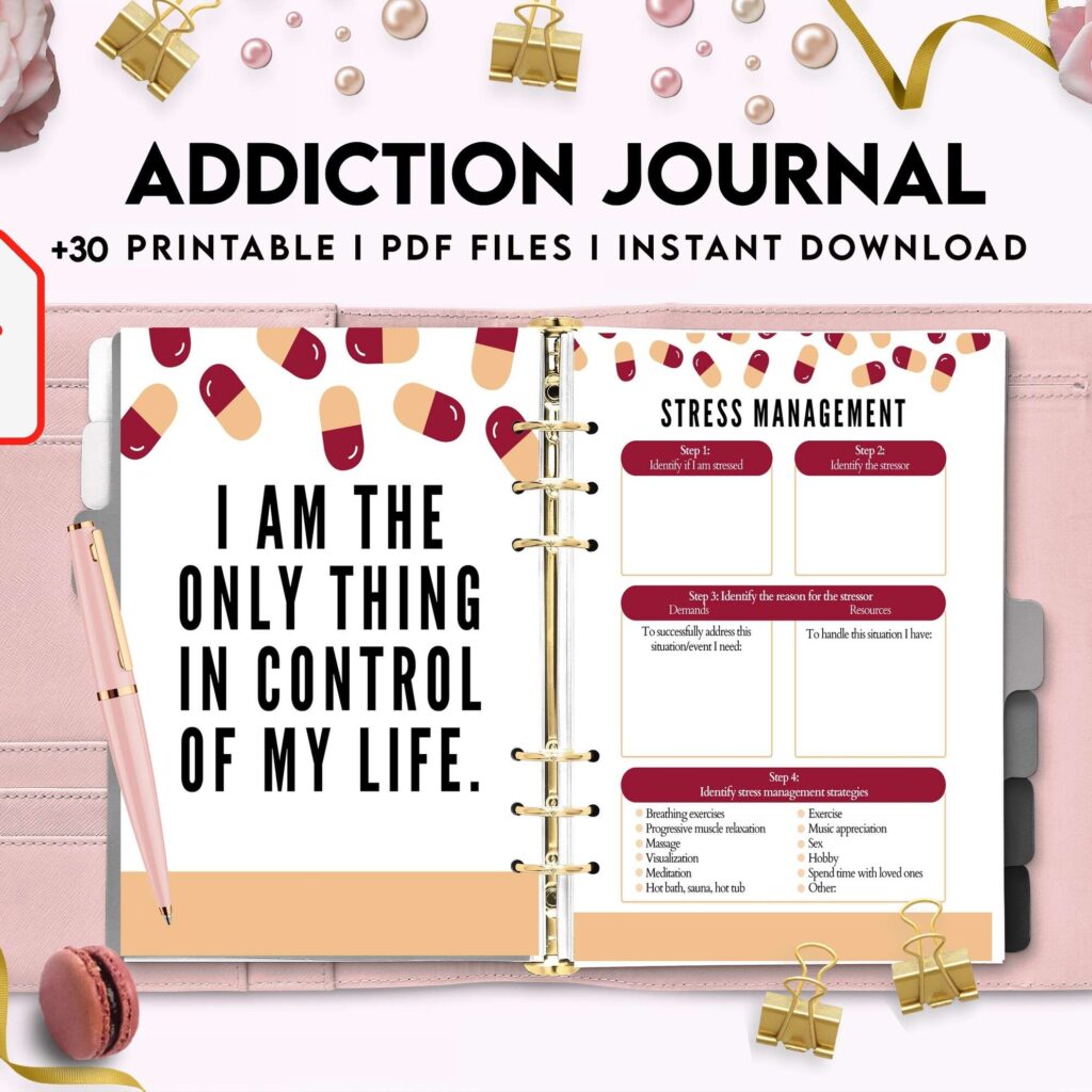 Addiction Journal, Addiction recovery therapy journal, Self care journal, self care planner, mindfulness, self love journal,wellness journal KDP interior PDF file 8,5×11 inch