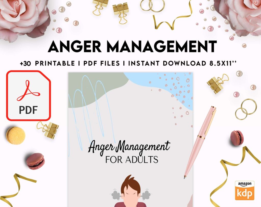 Anger Management for Adults, therapy journal , mental health, self care journal, KDP interior PDF file 8,5×11 inch