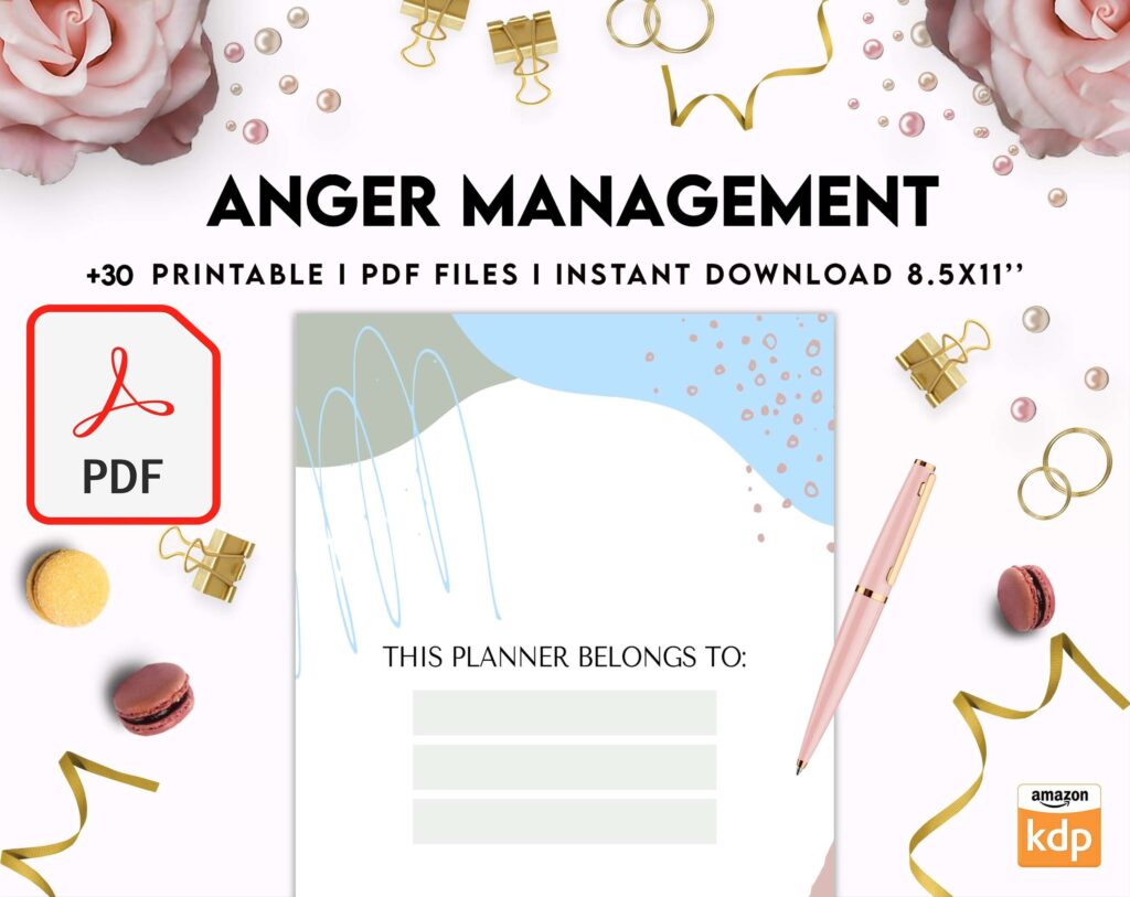 Anger Management for Adults, therapy journal , mental health, self care journal, KDP interior PDF file 8,5×11 inch