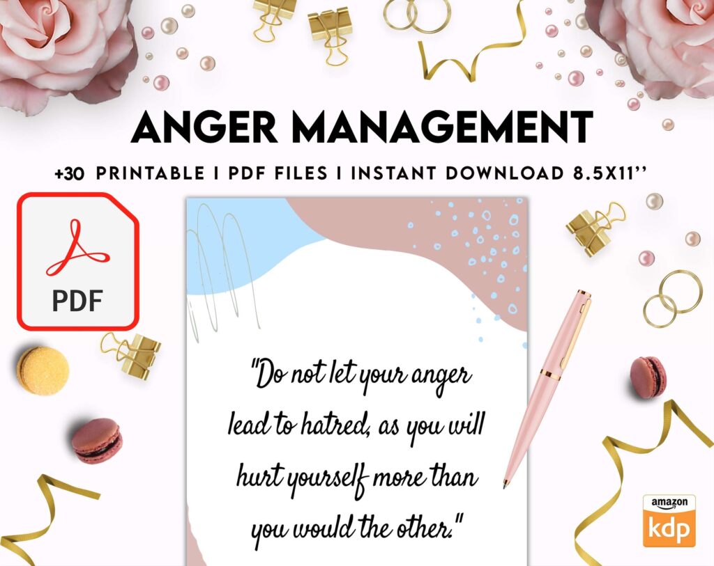 Anger Management for Adults, therapy journal , mental health, self care journal, KDP interior PDF file 8,5×11 inch
