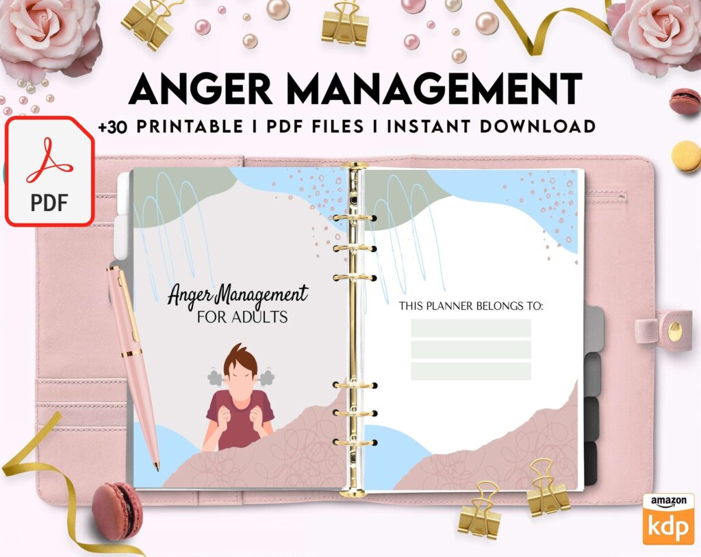 Anger Management for Adults, therapy journal , mental health, self care journal, KDP interior PDF file 8,5×11 inch