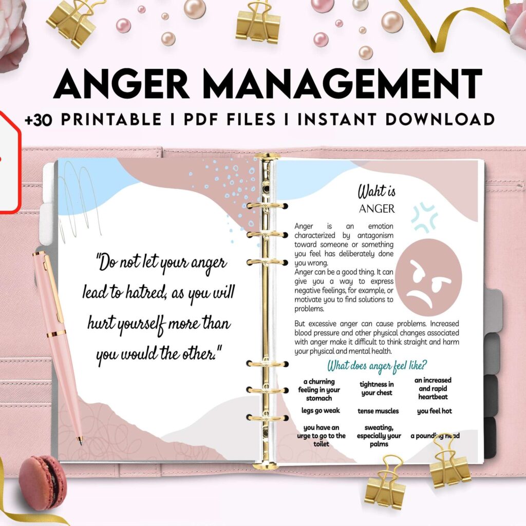 Anger Management for Adults, therapy journal , mental health, self care journal, KDP interior PDF file 8,5×11 inch
