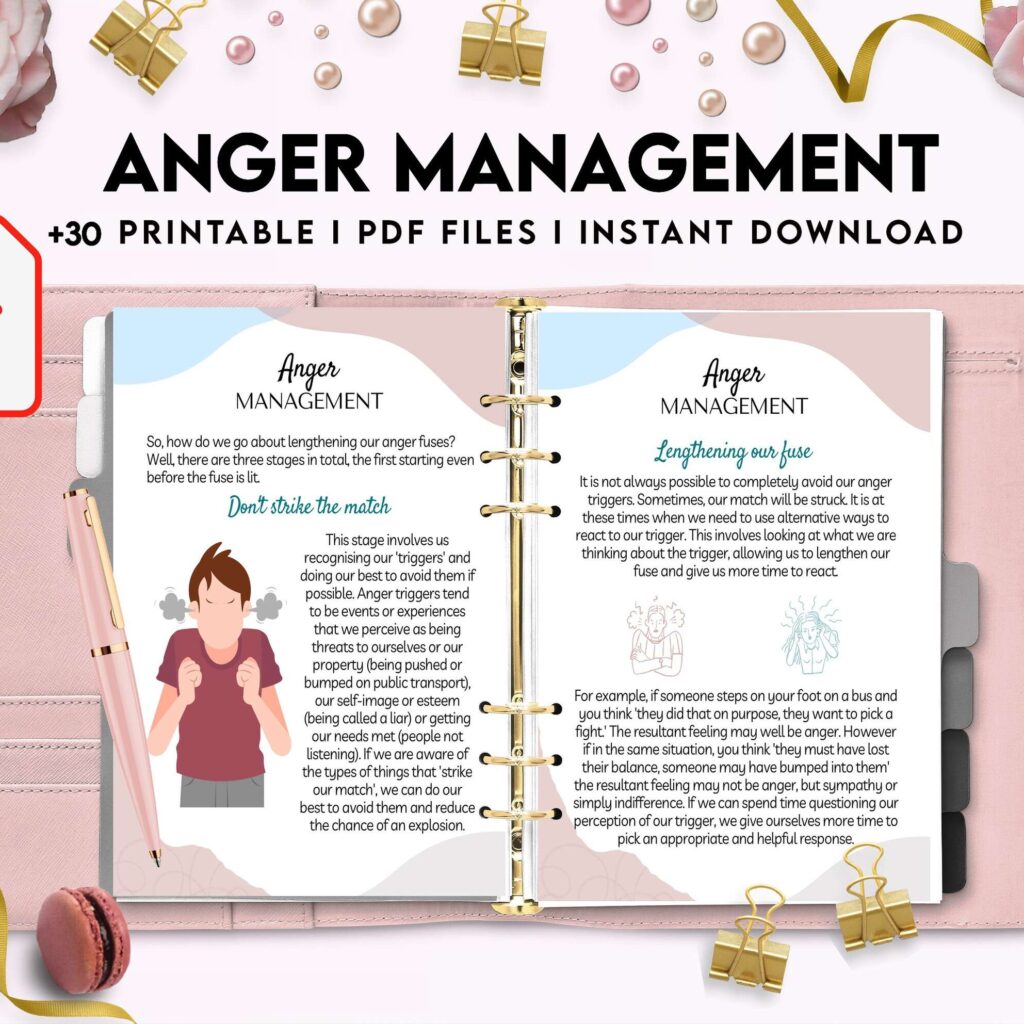 Anger Management for Adults, therapy journal , mental health, self care journal, KDP interior PDF file 8,5×11 inch