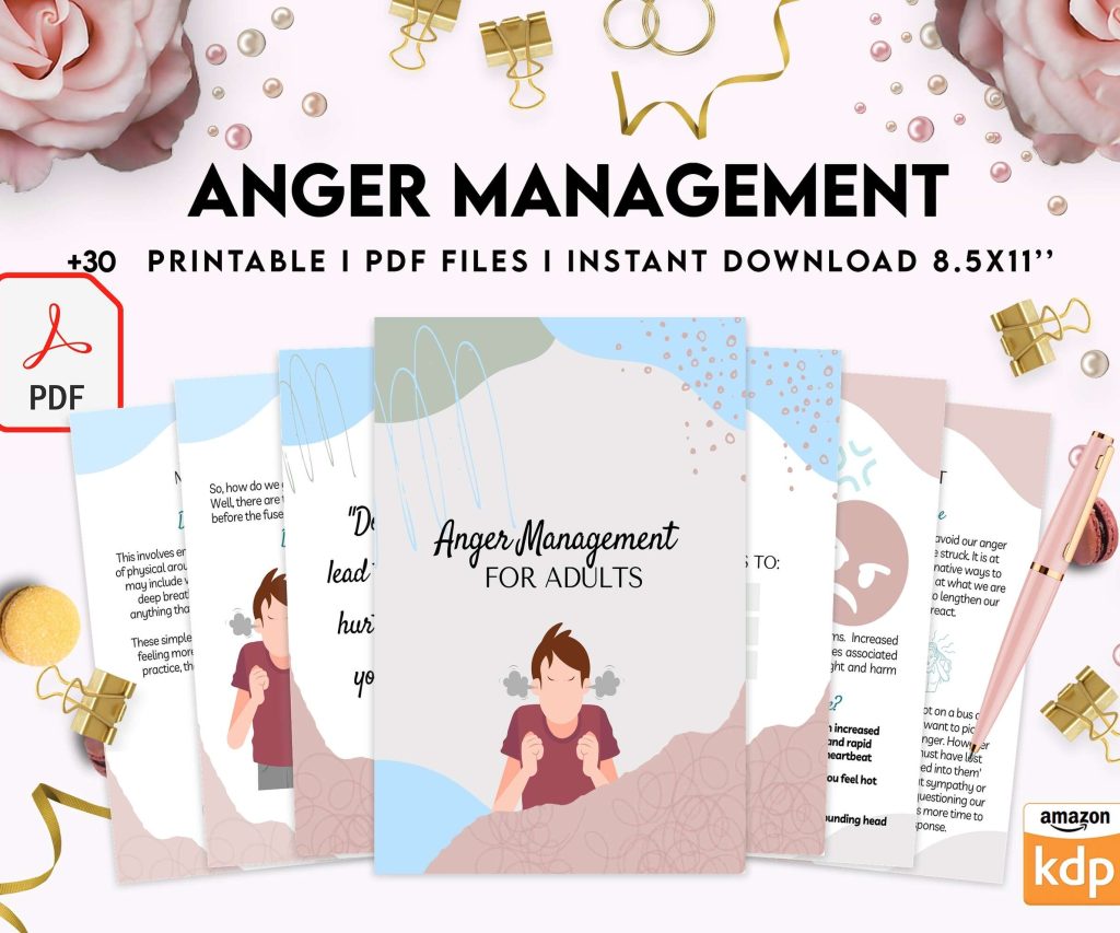 Anger Management for Adults, therapy journal , mental health, self care journal, KDP interior PDF file 8,5×11 inch
