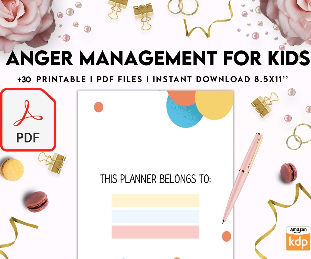 Anger Management for Kids, kids therapy journal, kids Self care journal, kids mindfulness, kids self love journal,kids wellness journal KDP interior PDF file 8,5×11 inch