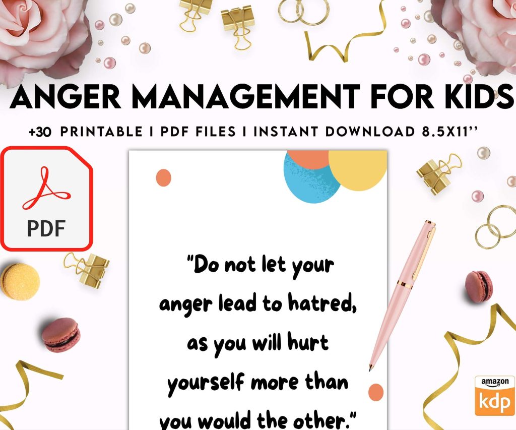 Anger Management for Kids, kids therapy journal, kids Self care journal, kids mindfulness, kids self love journal,kids wellness journal KDP interior PDF file 8,5×11 inch