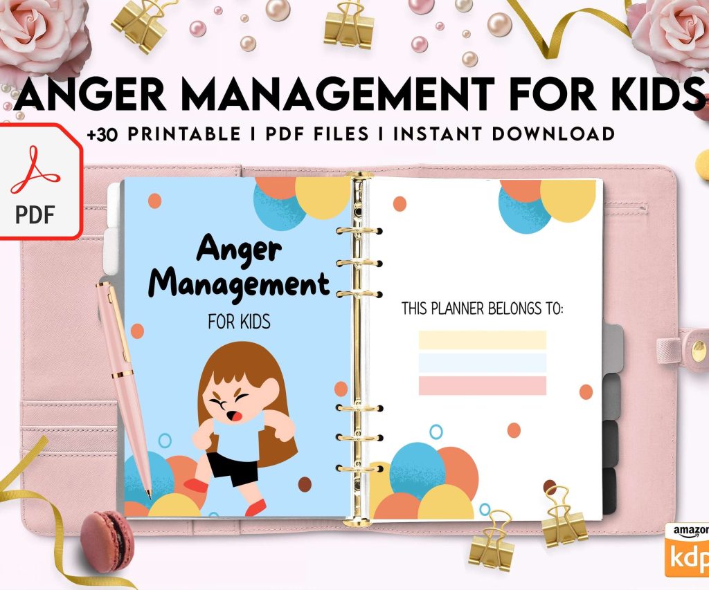 Anger Management for Kids, kids therapy journal, kids Self care journal, kids mindfulness, kids self love journal,kids wellness journal KDP interior PDF file 8,5×11 inch
