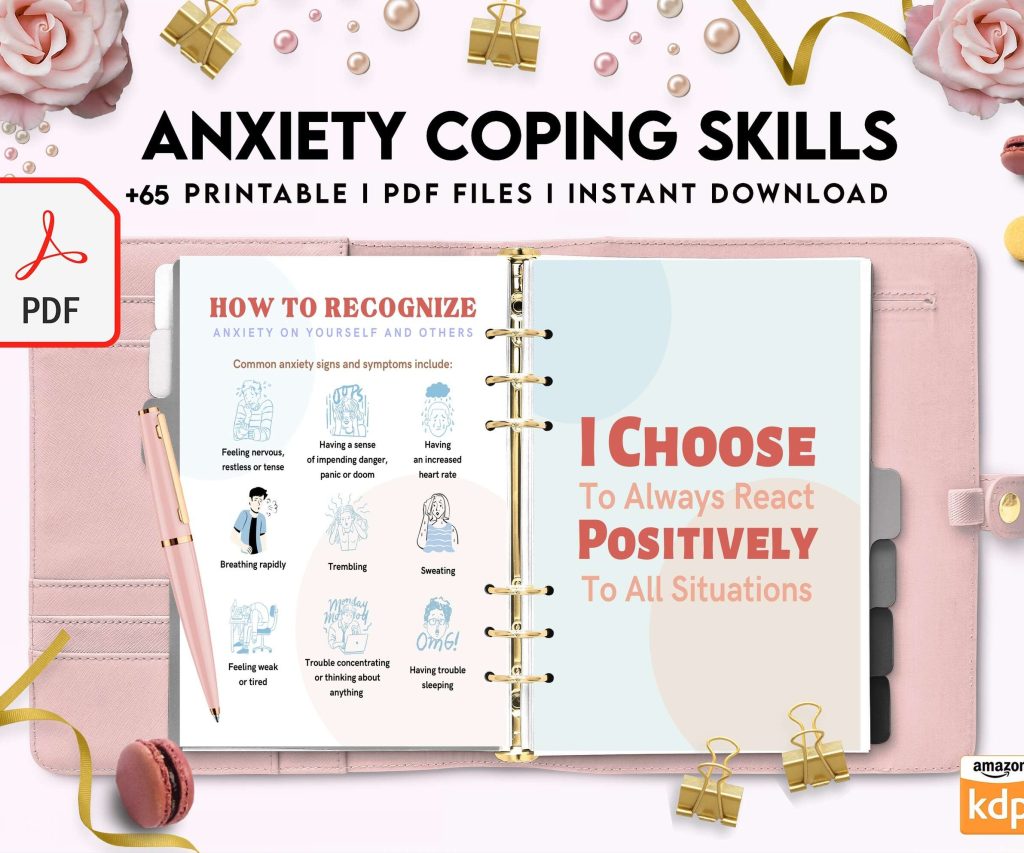 Anxiety Coping Skills, anxiety therapy journal, Self care journal, mindfulness, self love journal, wellness journal KDP interior PDF file 8,5×11 inch