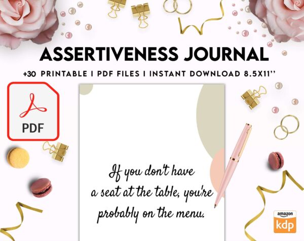 Assertiveness, confident and forceful behavior journal, KDP interior PDF file 8,5×11 inch