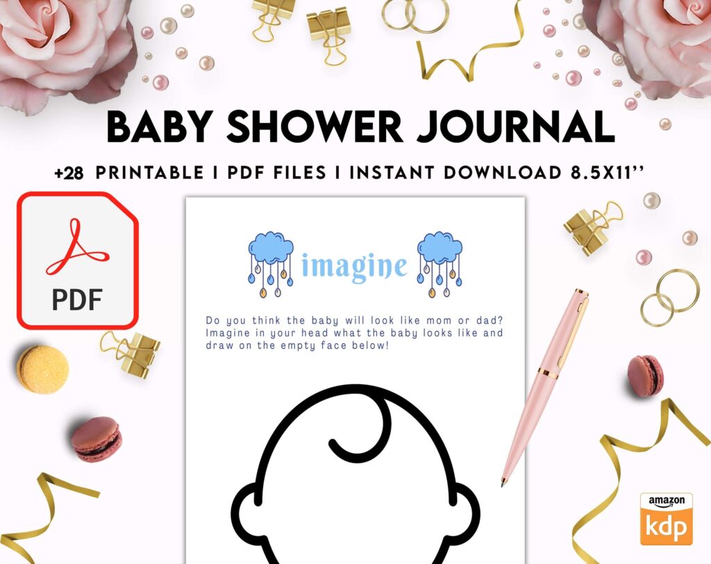 Baby Shower Journal, anxiety therapy journal, Self care journal, mindfulness, self love journal, wellness journal KDP interior PDF file 8,5×11 inch