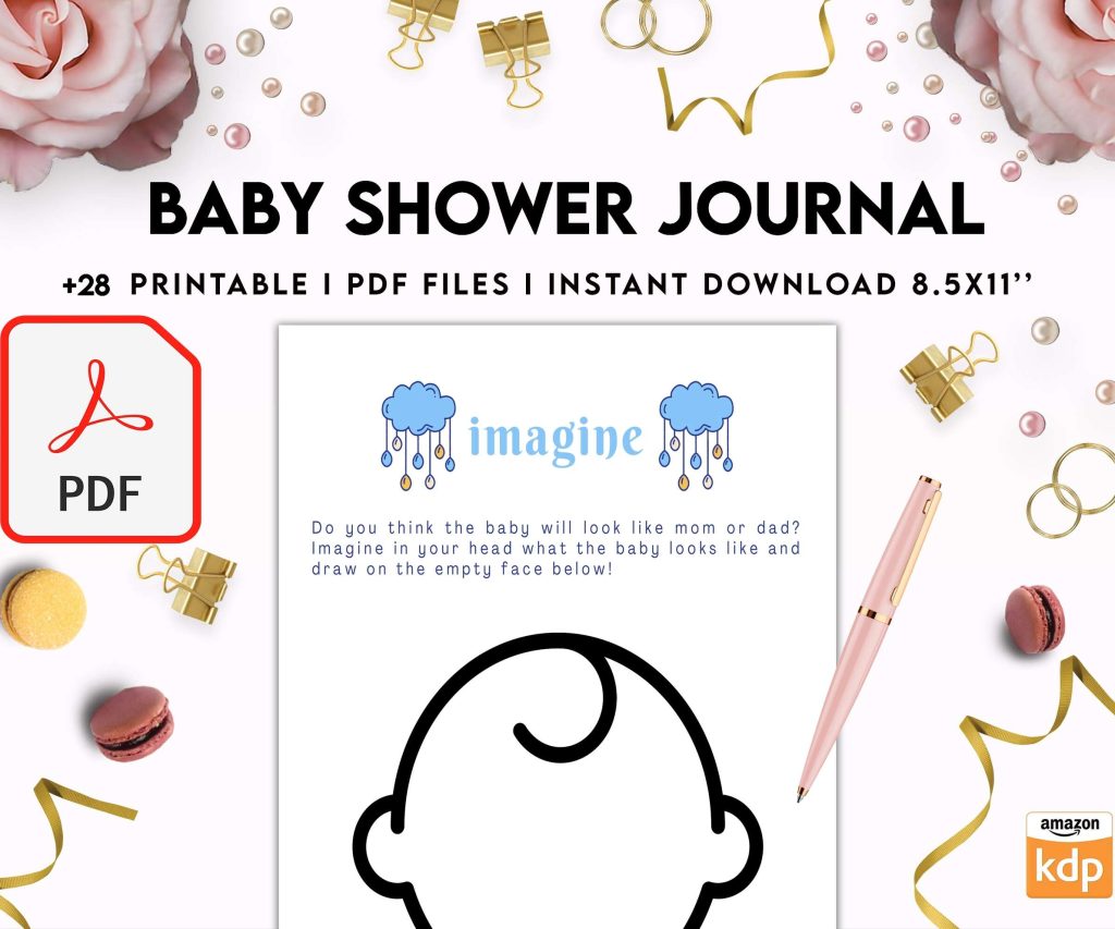 Baby Shower Journal, anxiety therapy journal, Self care journal, mindfulness, self love journal, wellness journal KDP interior PDF file 8,5×11 inch