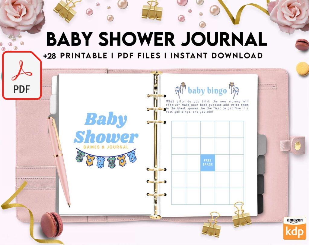 Baby Shower Journal, anxiety therapy journal, Self care journal, mindfulness, self love journal, wellness journal KDP interior PDF file 8,5×11 inch